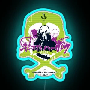 013c Harlock Skull Vintage RGB Neon Sign