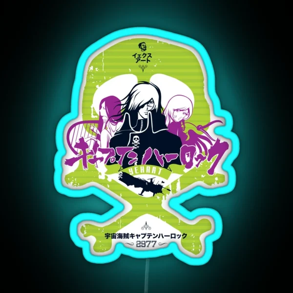 013c Harlock Skull Vintage RGB Neon Sign