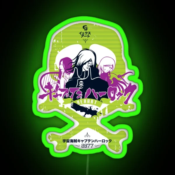 013c Harlock Skull Vintage RGB Neon Sign