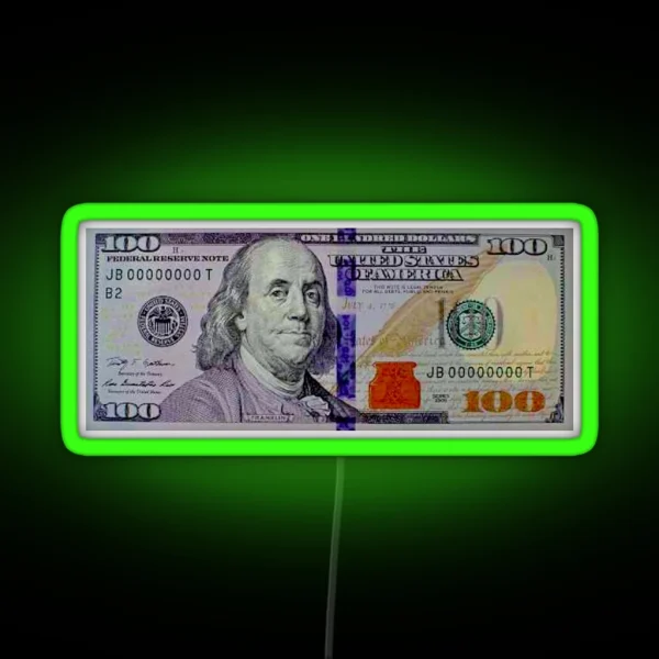 100 Dollar Bill RGB Neon Sign