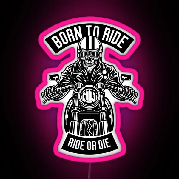 1424 Skull Rider Born To Ride RGB Neon Sign