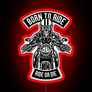 1424 Skull Rider Born To Ride RGB Neon Sign