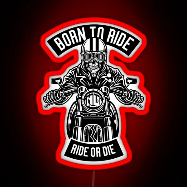 1424 Skull Rider Born To Ride RGB Neon Sign