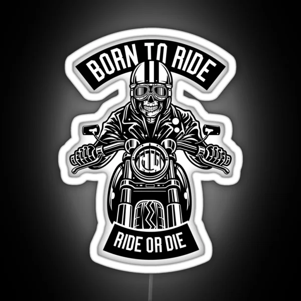 1424 Skull Rider Born To Ride RGB Neon Sign