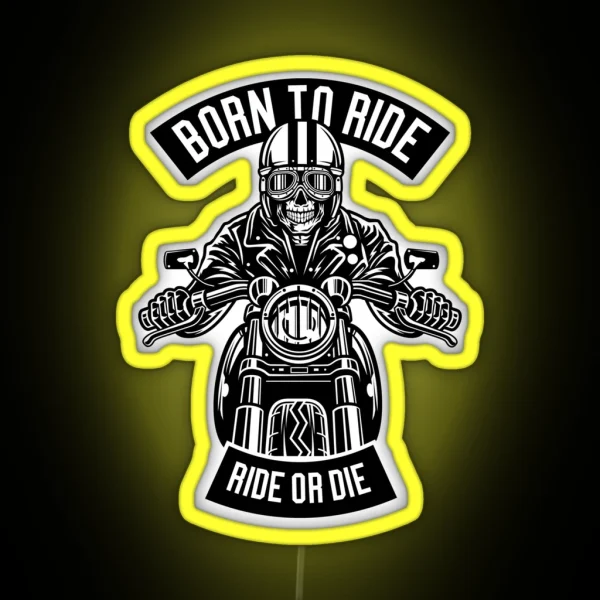 1424 Skull Rider Born To Ride RGB Neon Sign