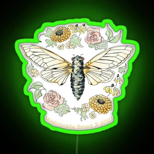 17 Year Cicada Brood X RGB Neon Sign