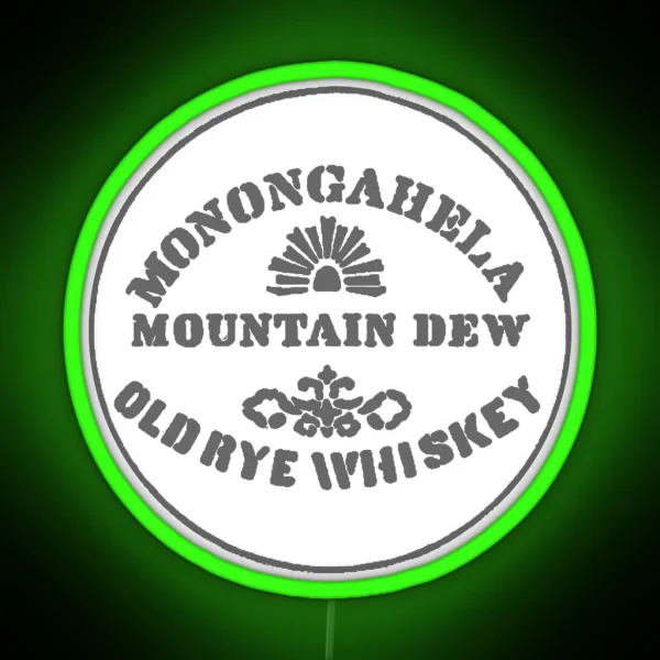 1867 Monongahela Mountain Dew Old Rye Whiskey RGB Neon Sign