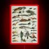 Vintage 1920s fishing flies-inspired retro style RGB neon sign