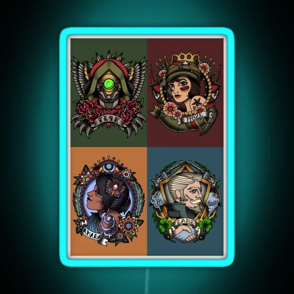 1920 S Tattoo Style Borderlands 3 Squad RGB Neon Sign