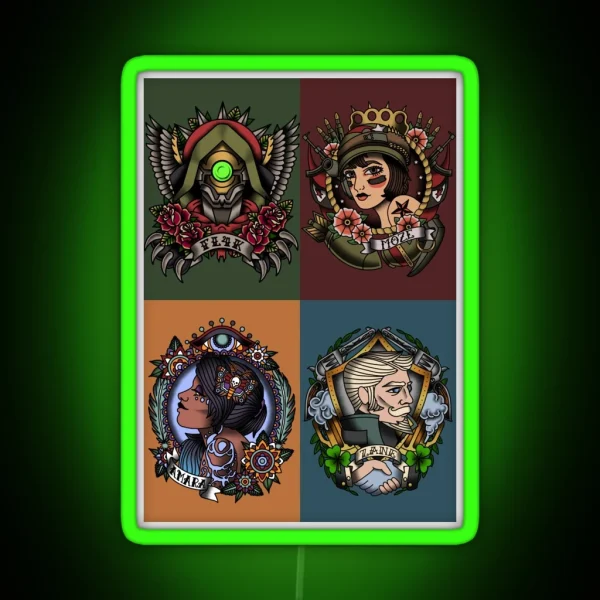1920 S Tattoo Style Borderlands 3 Squad RGB Neon Sign