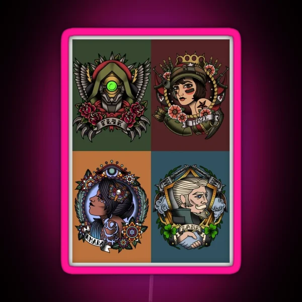 1920 S Tattoo Style Borderlands 3 Squad RGB Neon Sign