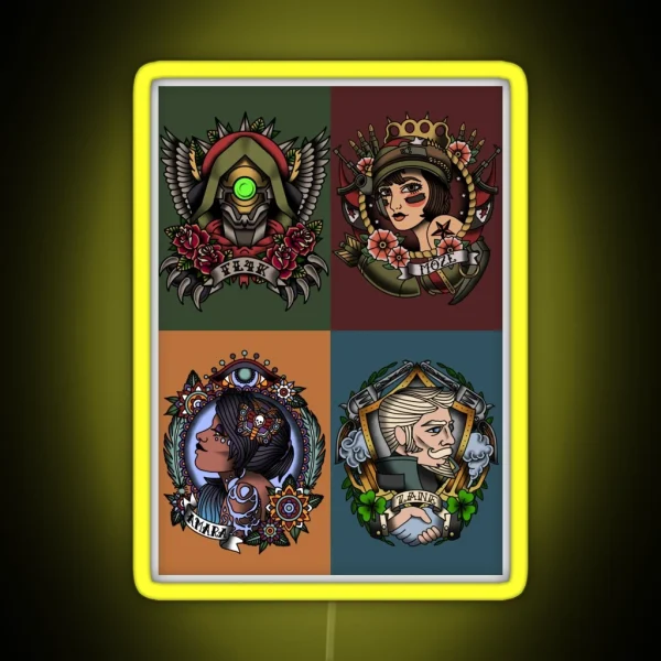 1920 S Tattoo Style Borderlands 3 Squad RGB Neon Sign