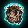 Vintage 1920s tattoo art inspired moze portrait RGB neon sign