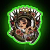 Trendy 1920s tattoo style colorful moose portrait neon wall decoration