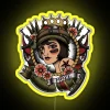 RGB LED Canvas Sign with 1920s Tattoo Style Moze Portrait