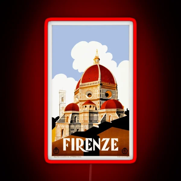 1930 Florence Italy Travel Poster RGB Neon Sign
