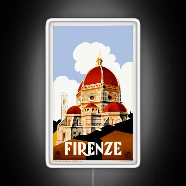 1930 Florence Italy Travel Poster RGB Neon Sign