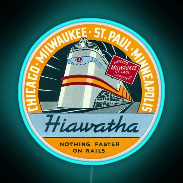 1935 Hiawatha Railroad Train RGB Neon Sign