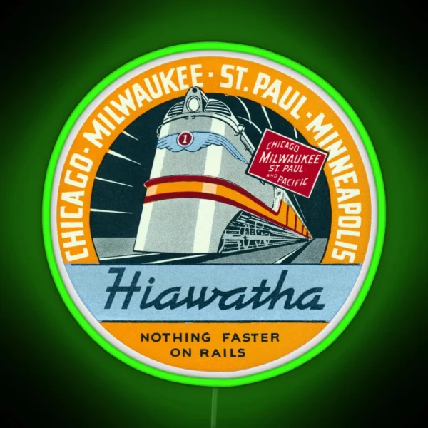 1935 Hiawatha Railroad Train RGB Neon Sign