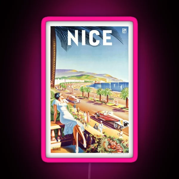 1935 Nice France Travel Poster RGB Neon Sign