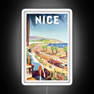 1935 Nice France Travel Poster RGB Neon Sign