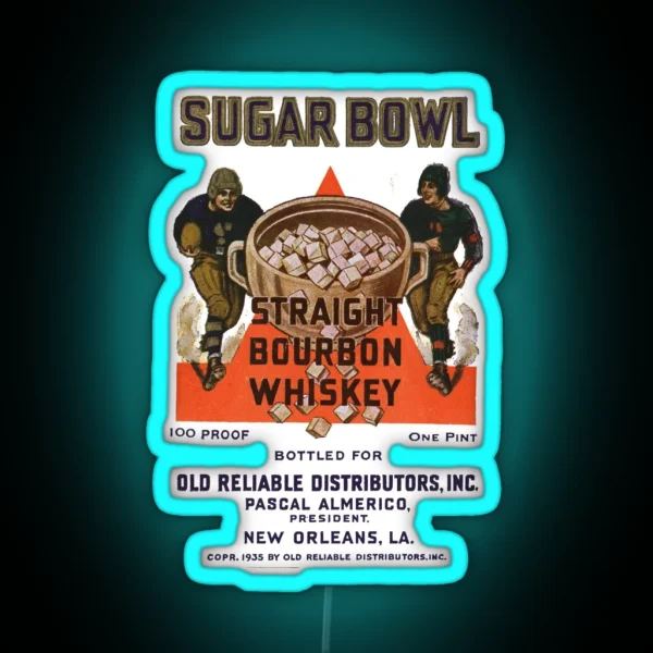 1935 Sugar Bowl Straight Bourbon Whiskey New Orleans Louisiana RGB Neon Sign