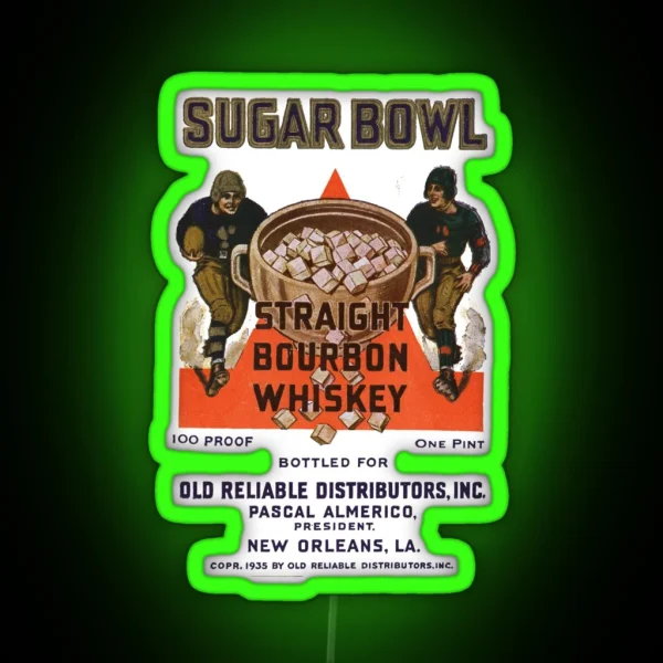 1935 Sugar Bowl Straight Bourbon Whiskey New Orleans Louisiana RGB Neon Sign