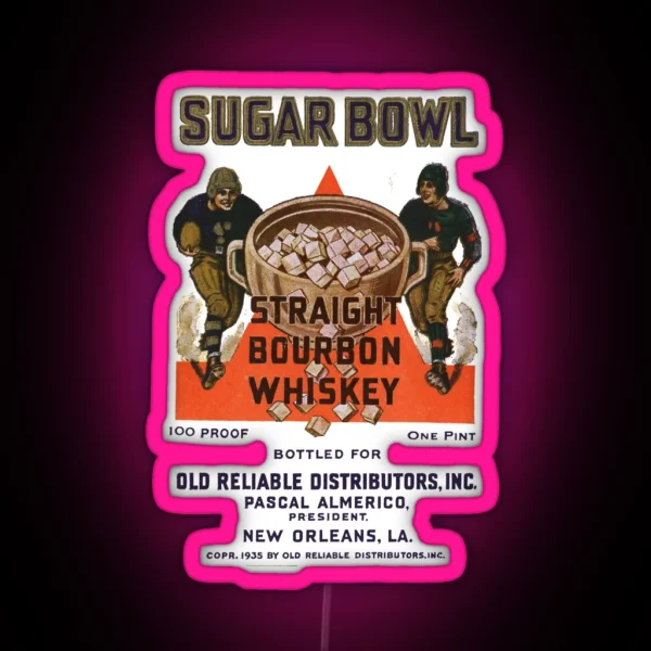 1935 Sugar Bowl Straight Bourbon Whiskey New Orleans Louisiana RGB Neon Sign