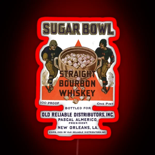 1935 Sugar Bowl Straight Bourbon Whiskey New Orleans Louisiana RGB Neon Sign