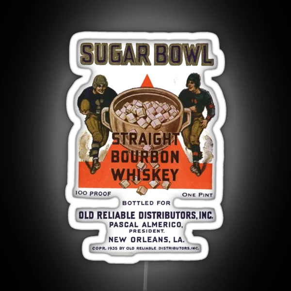 1935 Sugar Bowl Straight Bourbon Whiskey New Orleans Louisiana RGB Neon Sign