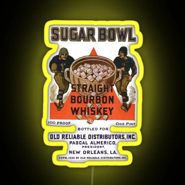 1935 Sugar Bowl Straight Bourbon Whiskey New Orleans Louisiana RGB Neon Sign