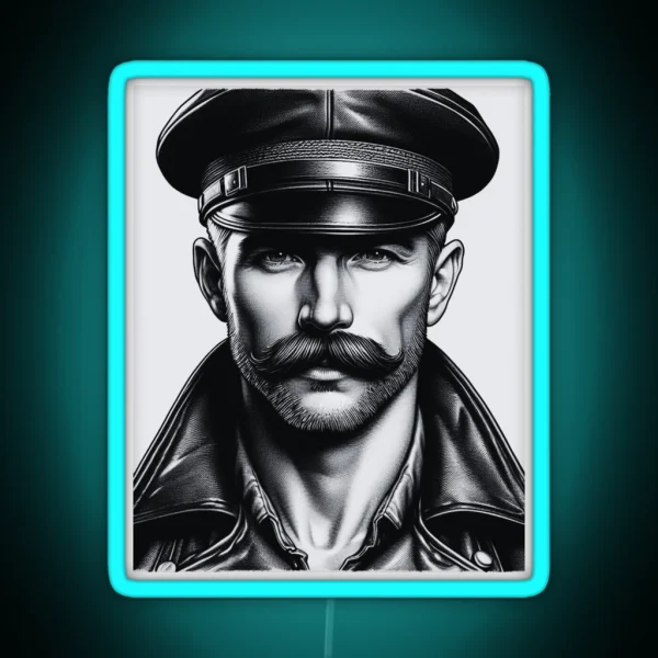 1940 Moustached Leather Daddy Tom Of Finland Tribute RGB Neon Sign
