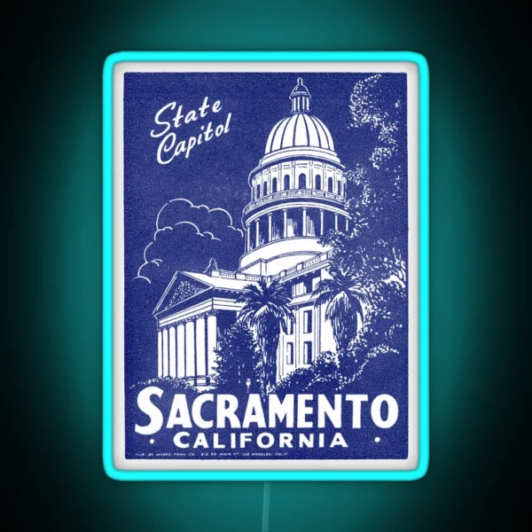 1940 Sacramento California Blue RGB Neon Sign