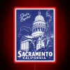 Vintage Style 1940s Cityscape Blue Neon Sign in Sacramento Color