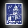 Vintage inspired 1940s style Sacramento California city blue neon art sign