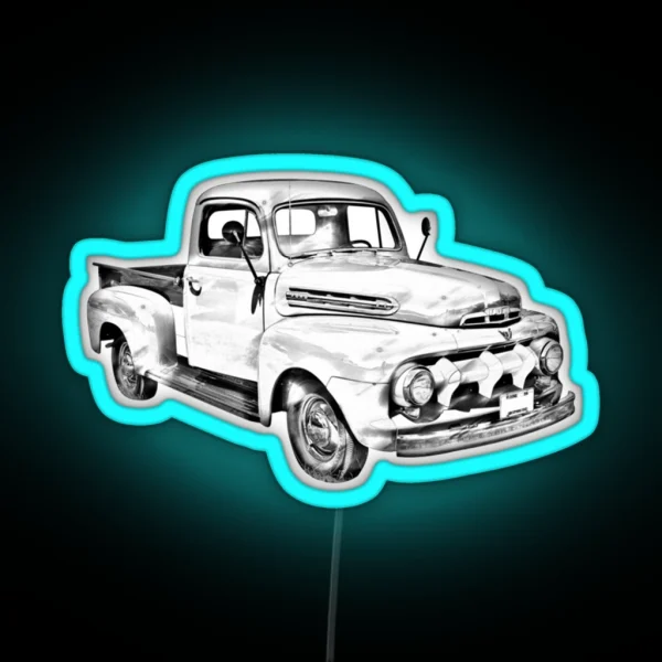 1951 Ford F 1 Pickup Truck Illustration Classic RGB Neon Sign