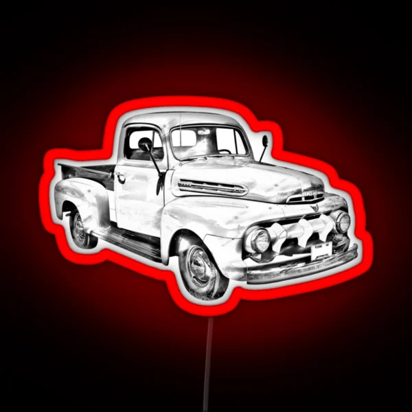 1951 Ford F 1 Pickup Truck Illustration Classic RGB Neon Sign