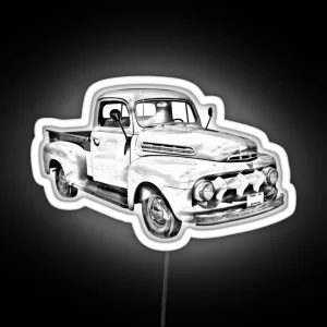 1951 Ford F 1 Pickup Truck Illustration Classic RGB Neon Sign