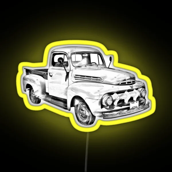 1951 Ford F 1 Pickup Truck Illustration Classic RGB Neon Sign