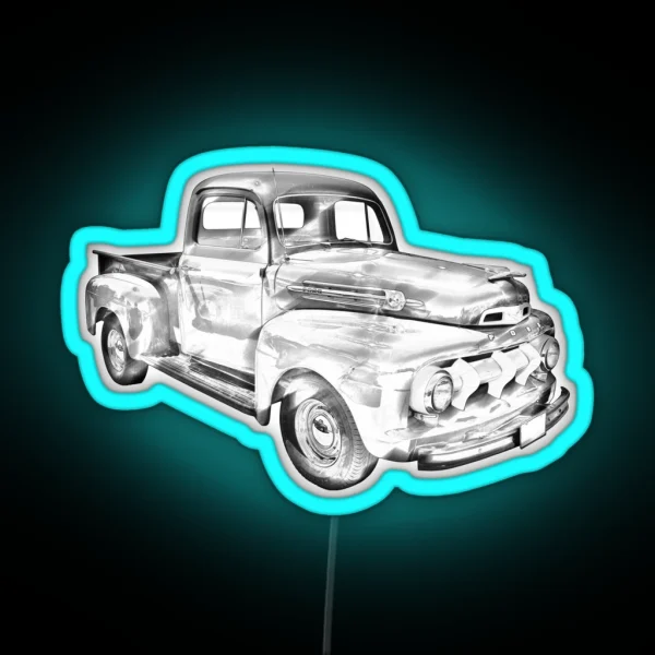 1951 Ford F 1 Pickup Truck Illustration RGB Neon Sign