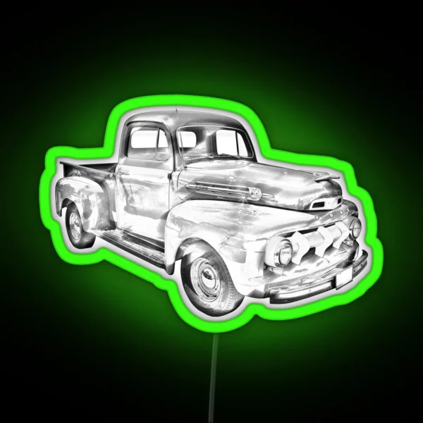1951 Ford F 1 Pickup Truck Illustration RGB Neon Sign