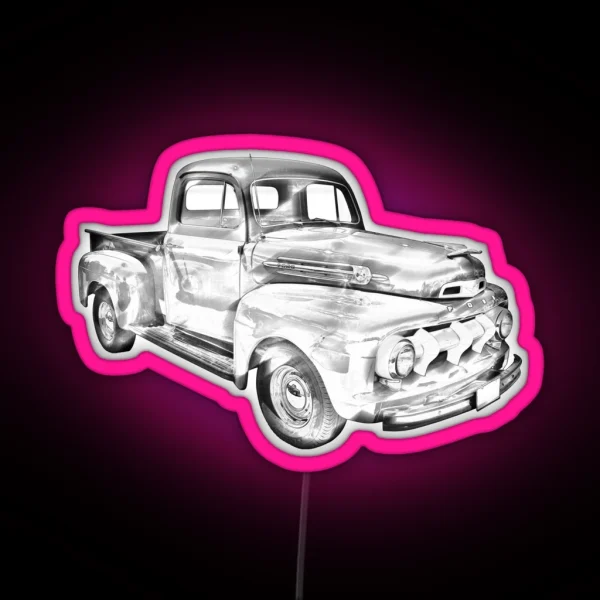 1951 Ford F 1 Pickup Truck Illustration RGB Neon Sign