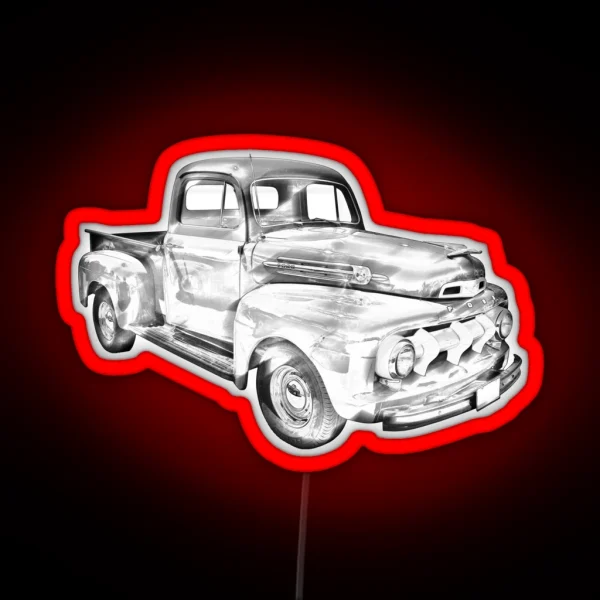 1951 Ford F 1 Pickup Truck Illustration RGB Neon Sign