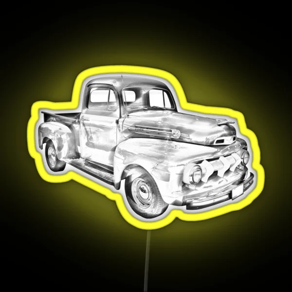 1951 Ford F 1 Pickup Truck Illustration RGB Neon Sign