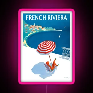 1954 French Riviera Travel Poster RGB Neon Sign