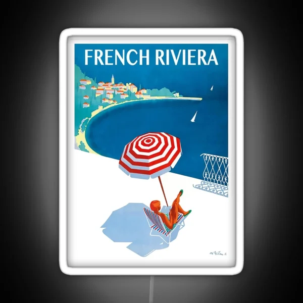 1954 French Riviera Travel Poster RGB Neon Sign