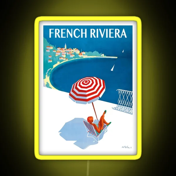 1954 French Riviera Travel Poster RGB Neon Sign