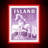 Vintage 1958 Icelandic horse postage stamp art in bold color