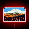 Vintage-inspired neon sign featuring the majestic Mount Shasta silhouette.