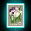 Vintage 1961 Japanese Iris Artwork Featured on Retro-Style Neon Sign